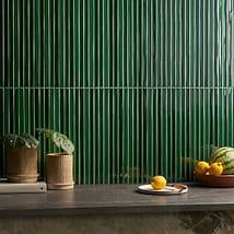 Kanbina Jungle Green 5x18 Crackled Glossy Ceramic Mosaic Tile