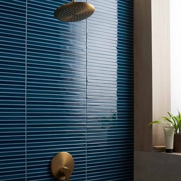 Kanbina Sapphire Blue 5x18 Crackled Glossy Ceramic Mosaic Tile