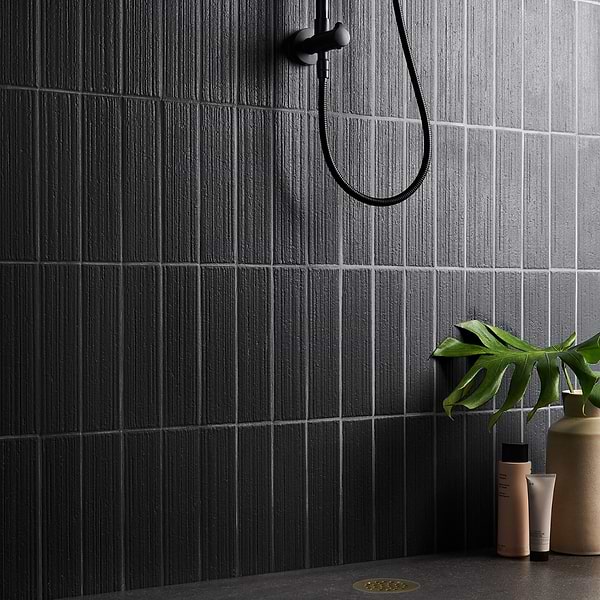 Charlotte Charcoal Black 3x10 Textured Matte Ceramic Subway Tile