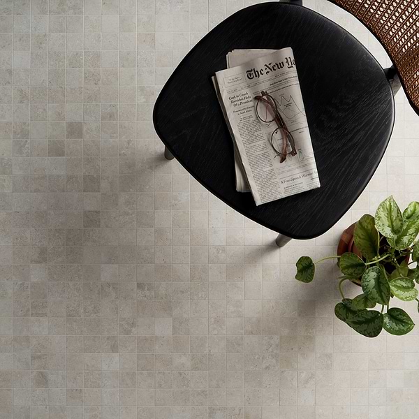 Saint Remy Avorio White 3D Textured Veining 2x2 Limestone Look Matte Mosaic Tile