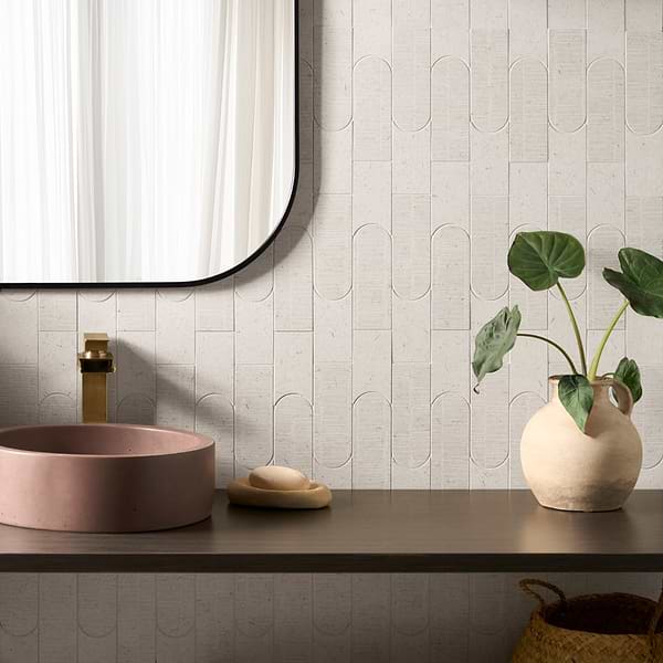 Hikari Tokyo Paper Cream Textured Matte Porcelain Mosaic Tile