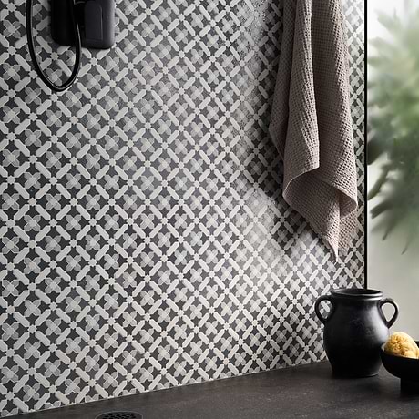 Cantico Safi Cloud Gray Mixed Finish Lava Stone and Cement Mosaic Tile