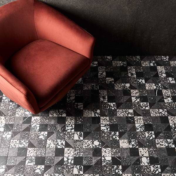 Elizabeth Sutton Artem Raven Black & Gray 3x3 Polished & Honed Marble and Terrazzo Mosaic Tile