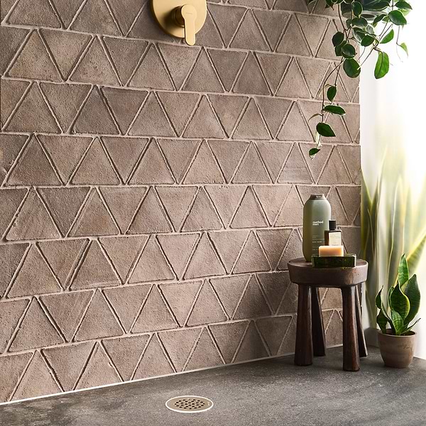 Terra Villa Gray 6" Triangle Matte Presealed Genuine Terracotta Tile