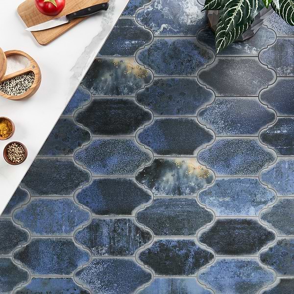 Adorno Arabesque Blue 6x10 Matte Porcelain Tile