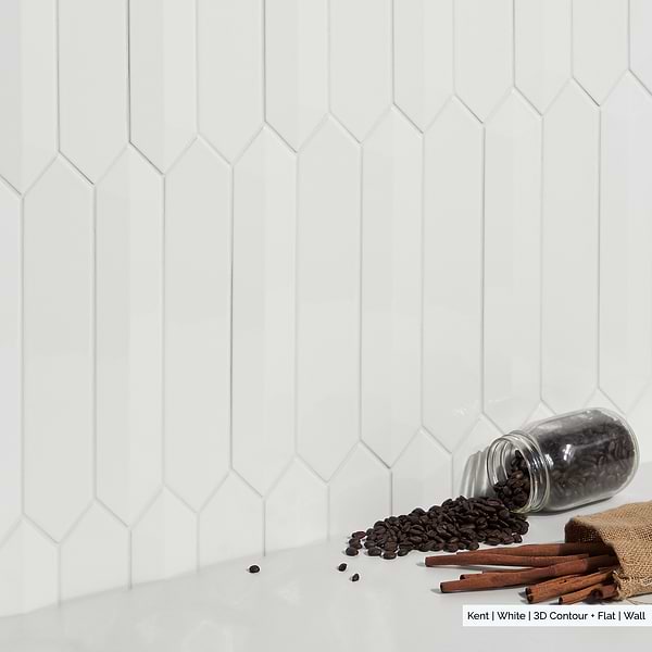 Kent White 3x12 Contour 3D Picket Polished Ceramic Wall Tile