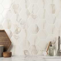 Amalfi Calacatta 6” Hexagon Polished Porcelain Tile