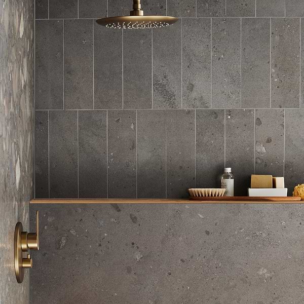 Piccoli Petite Antracite Gray 4x12 Terrazzo Look Matte Porcelain Tile