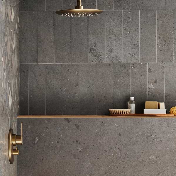 Piccoli Petite Antracite Gray 36x36 Terrazzo Look Matte Porcelain Tile