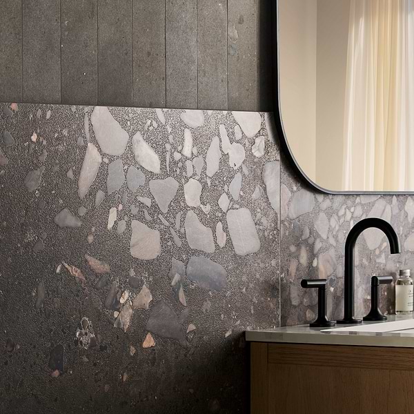 Piccoli Grande Antracite Gray 36x36 Terrazzo Look Semi-Polished Porcelain Tile
