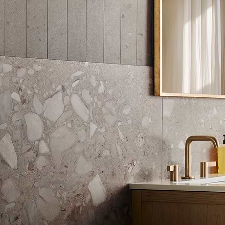 Piccoli Grande Taupe Gray 36x36 Terrazzo Look Semi-Polished Porcelain Tile