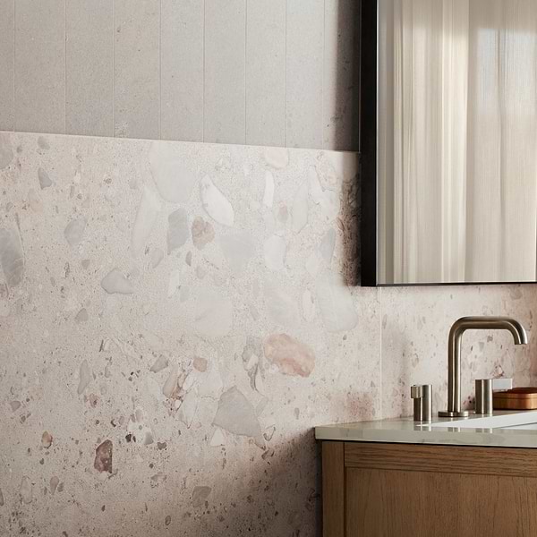 Piccoli Grande Warm Gray 36x36 Terrazzo Look Semi-Polished Porcelain Tile