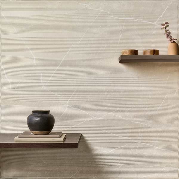 Autograph Vibe Crema Beige 24x48 3D Textured Marble Look Matte Porcelain Tile