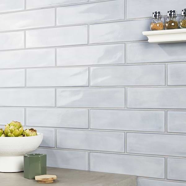 Stacy Garcia ArtBlock Azure Light Blue 4x16 Glossy Porcelain Tile