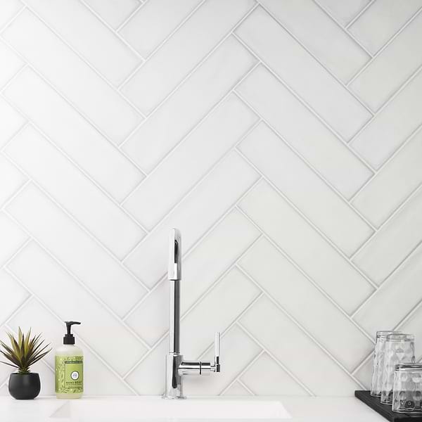 Stacy Garcia ArtBlock Bianco White 4x16 Matte Porcelain Tile