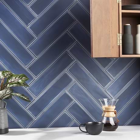 Stacy Garcia ArtBlock Denim Blue 4x16 Matte Porcelain Tile