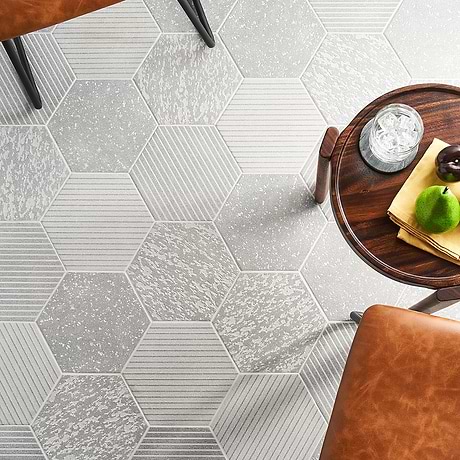 Texstone Deco Gris Gray 9" Matte Porcelain Hexagon Tile