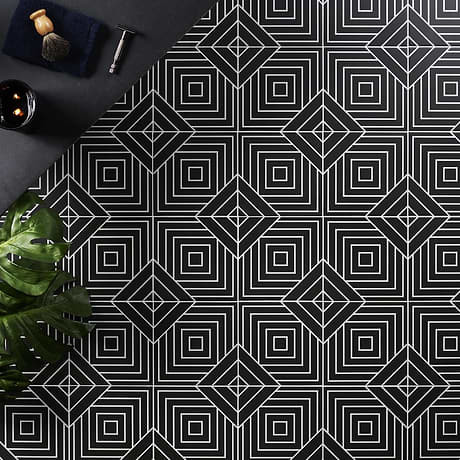 B2W Line Negative 8x8 Matte Porcelain Tile
