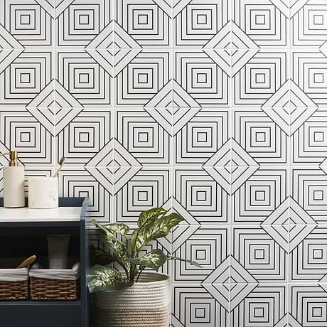 B2W Line Positive 8x8 Matte Porcelain Tile