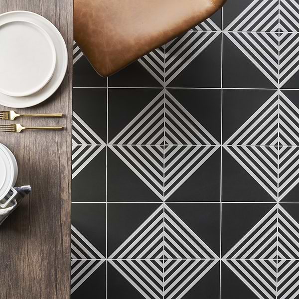B2W Stripe Negative 8x8 Matte Porcelain Tile