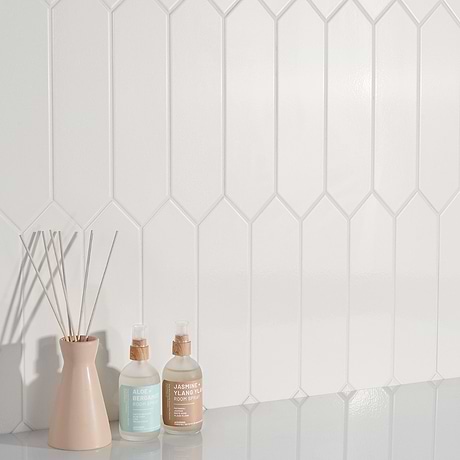Tehama White 3x12 Picket Crackled Ceramic Tile