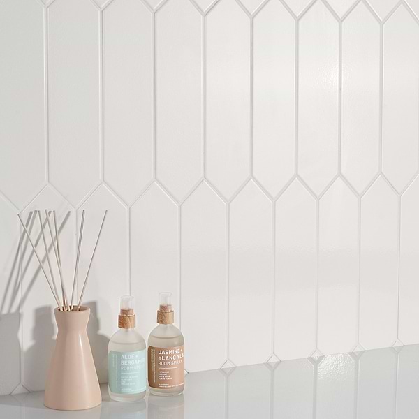 Tehama White 3x12 Picket Crackled Ceramic Tile