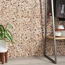 Chips Macro Terracotta Coral Orange 8x8 Terrazzo Look Matte Porcelain Tile