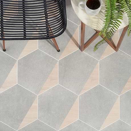 Pergola Wood Gray 12.5" Hexagon Matte Porcelain Tile