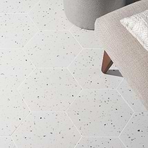 Six Hexagon Multi White 12.5" Terrazzo Look Matte Porcelain Tile