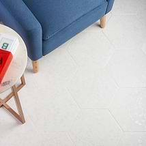 Six Hexagon White 12.5" Terrazzo Look Matte Porcelain Tile