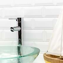 Basic White Beveled 3x6 Polished Ceramic Subway Wall Tile