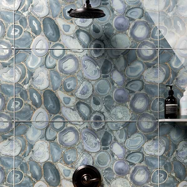 Agate Glass Silver Gray 18x36 Polished Glass Tile