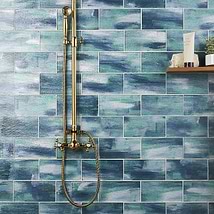 Veda Aqua 4x9 Polished Glass Tile