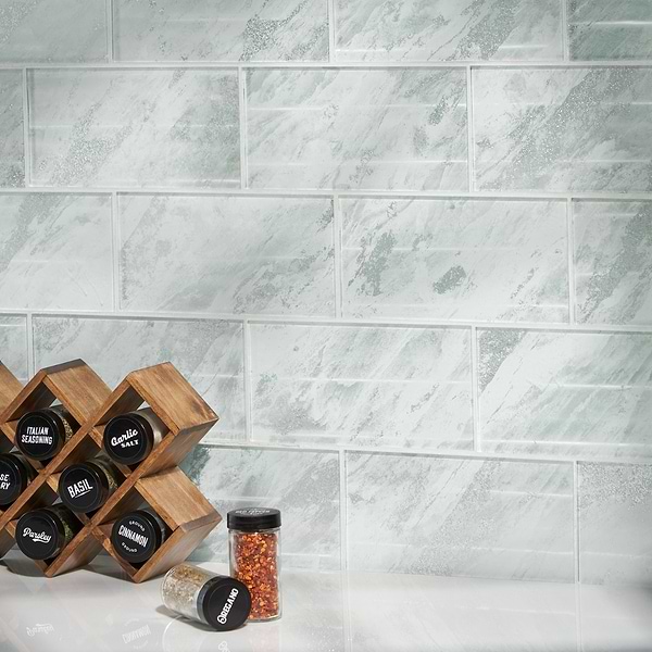 Gem Ice Gray Diamond 4x9 Polished Glass Tile