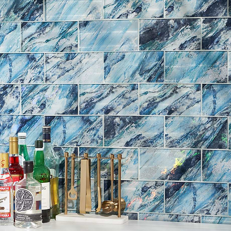 Gem Sapphire Blue 4x9 Polished Glass Tile