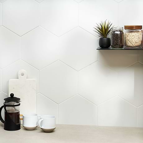 Symetro Hexagon White 10" Matte Porcelain Tile