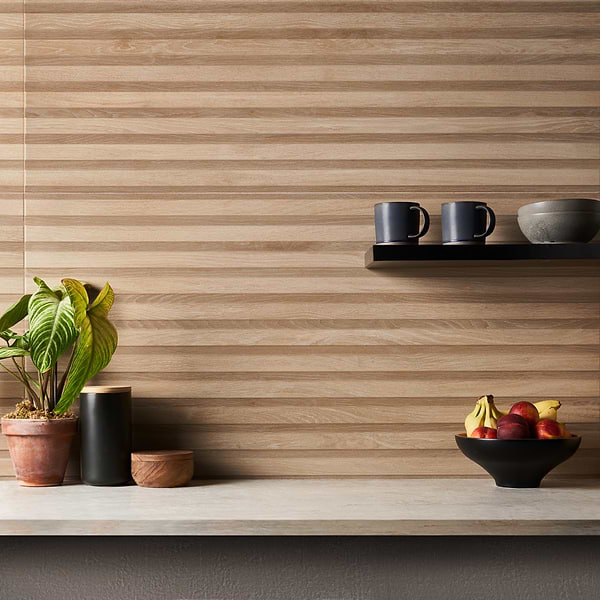 Nobu Ribbon Miel Brown 24x48 Wood Look Matte Fluted Porcelain Tile