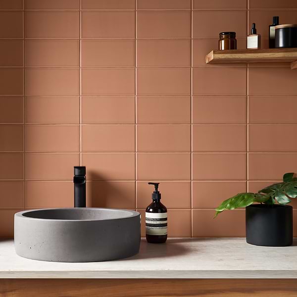 Stacy Garcia Maddox Terracotta Orange 4x8 Matte Ceramic Subway Tile
