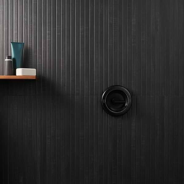 Kenridge Ribbon Black 24x48 Wood Look Fluted Matte Porcelain Tile