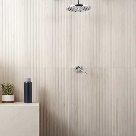 Kenridge Ribbon White 24x48 Wood Look Matte Fluted Porcelain Tile