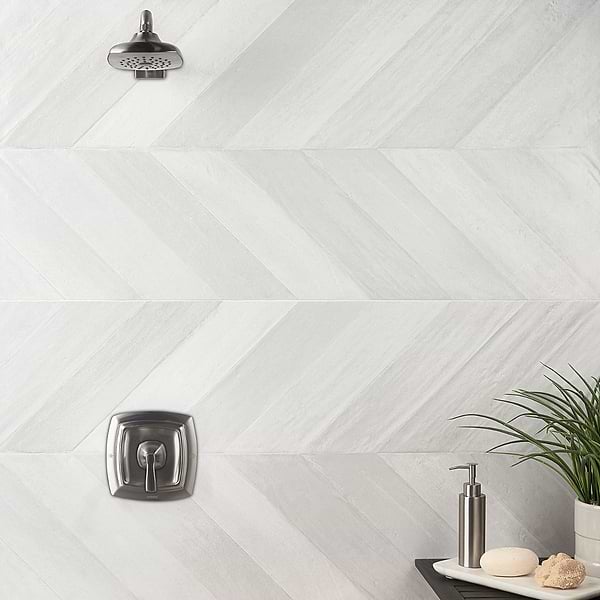 Sculpt Chevron White 24x48 Natural Porcelain Tile