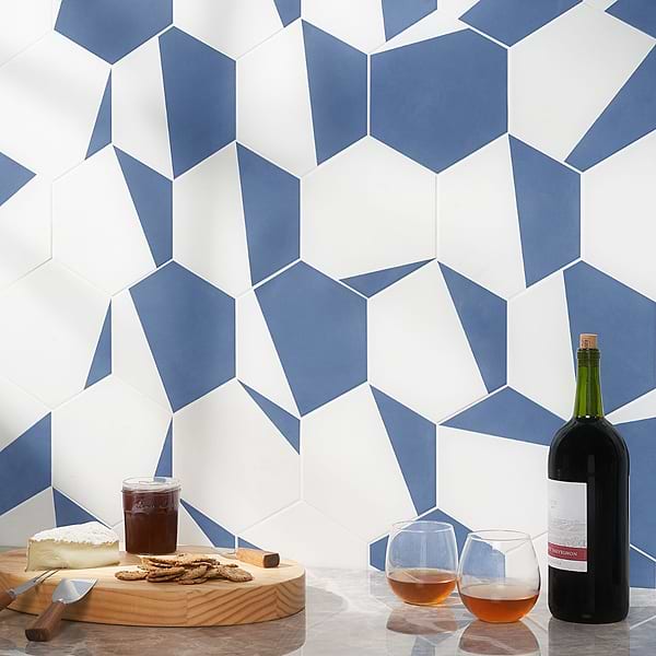 HexArt Pop Azul 8" Hexagon Matte Porcelain Tile