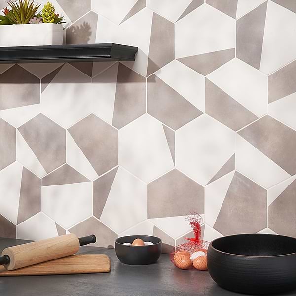 HexArt Pop Gris 8" Hexagon Matte Porcelain Tile