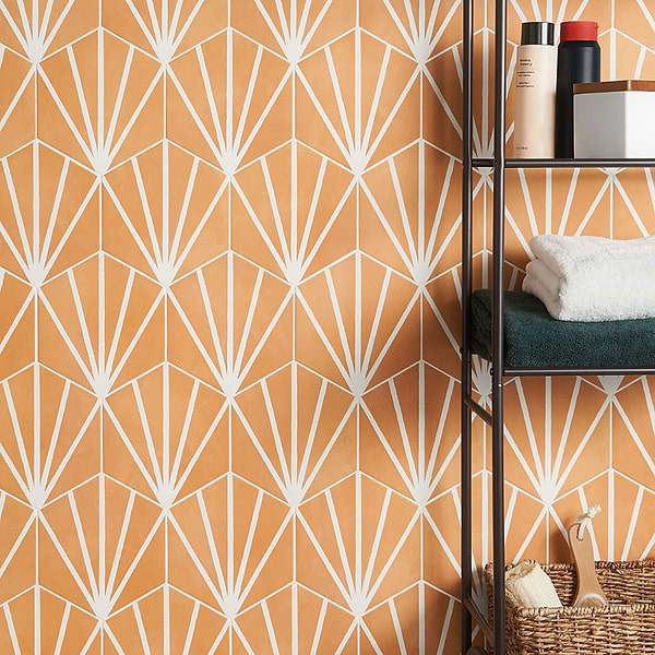 HexArt Deco Orange 8" Hexagon Matte Porcelain Tile