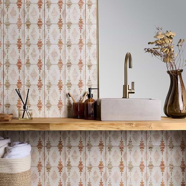 Paula Purroy Talia Aztec Terracotta 5x5 Matte Ceramic Tile