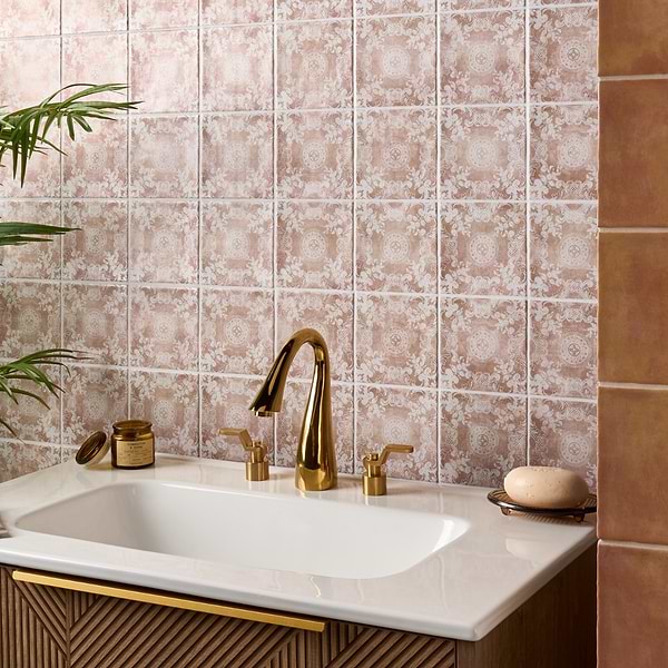 Paula Purroy Talia Cala Terracotta 5x5 Matte Ceramic Tile