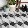 Art Geo Deco Charcoal Gray 8x8 Cement Look Matte Porcelain Tile by Elizabeth Sutton; in White, Charcoal, Gray; for Backsplash, Bathroom Floor, Bathroom Wall, Commercial Floor, Floor Tile, Kitchen Floor, Kitchen Wall, Outdoor Floor, Outdoor Wall, Shower Floor, Shower Wall, Wall Tile; in Style Ideas Art Deco, Contemporary, Mid Century, Modern, Transitional, Whimsical