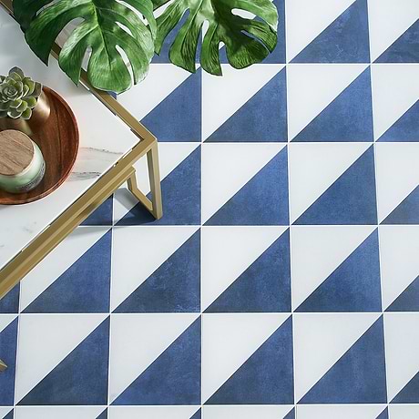 Art Geo by Elizabeth Sutton Dos Triangle Blue 8x8 Matte Porcelain Tile