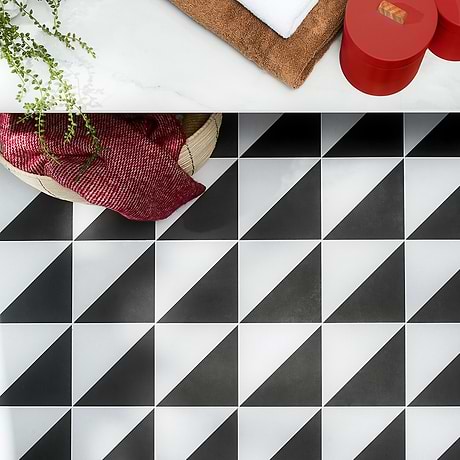 Art Geo by Elizabeth Sutton Cement Dos Charcoal Black 8x8 Matte Porcelain Tile