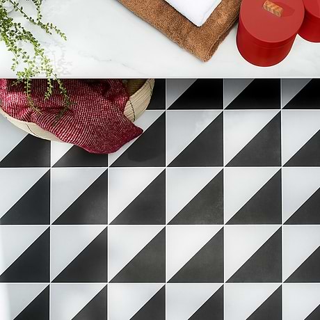 Art Geo by Elizabeth Sutton Dos Triangle Charcoal Black 8x8 Matte Porcelain Tile